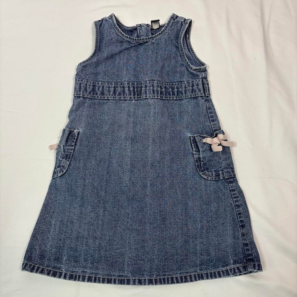 Baby Gap blue denim dress with bow detail